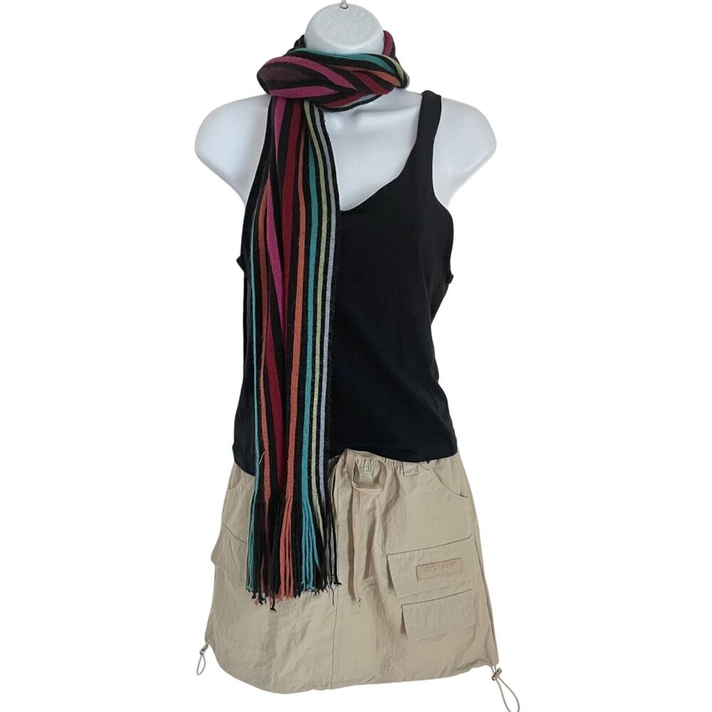 Y2K Rainbow Stripe Scarf Long 6ft Lizzie McGuire Indie Sleaze 2000s Retro‎ Vibes